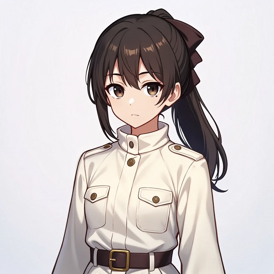 Anime girl in white military uniform Anime girl in white military uniform