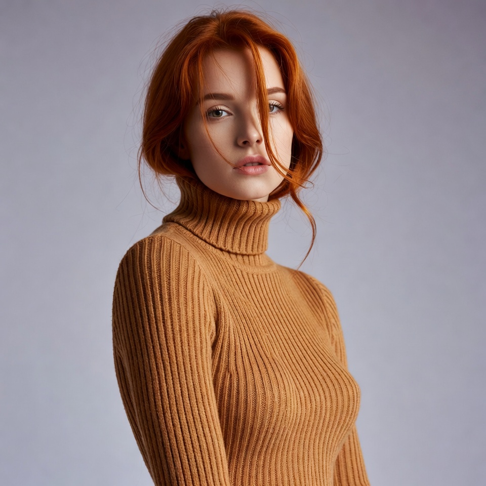 Redhead woman in turtleneck sweater Redhead woman in turtleneck sweater