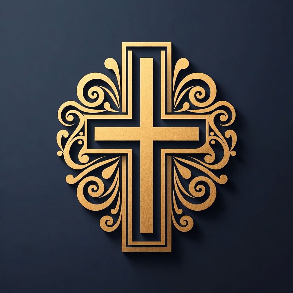 Ornate Golden Cross Illustration Ornate Golden Cross Illustration