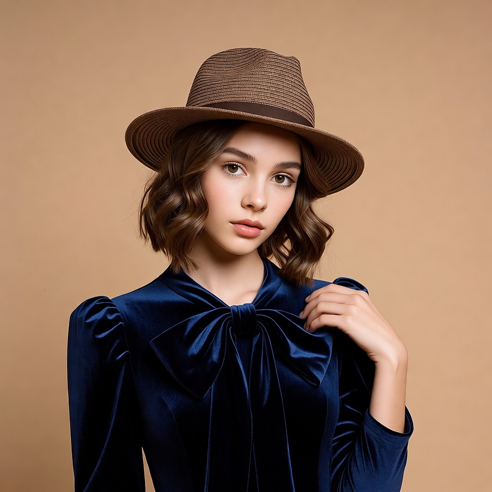 Young woman in fedora hat Young woman in fedora hat