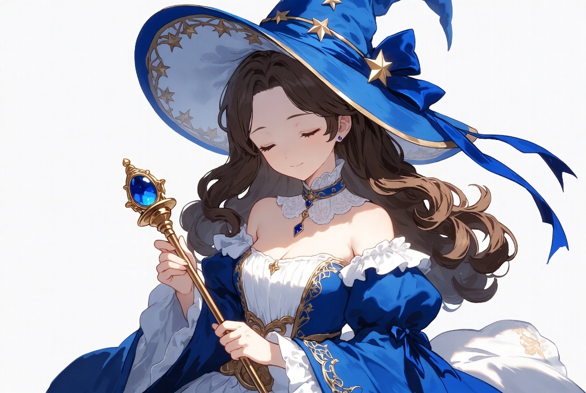 Anime girl in blue witch dress Anime girl in blue witch dress
