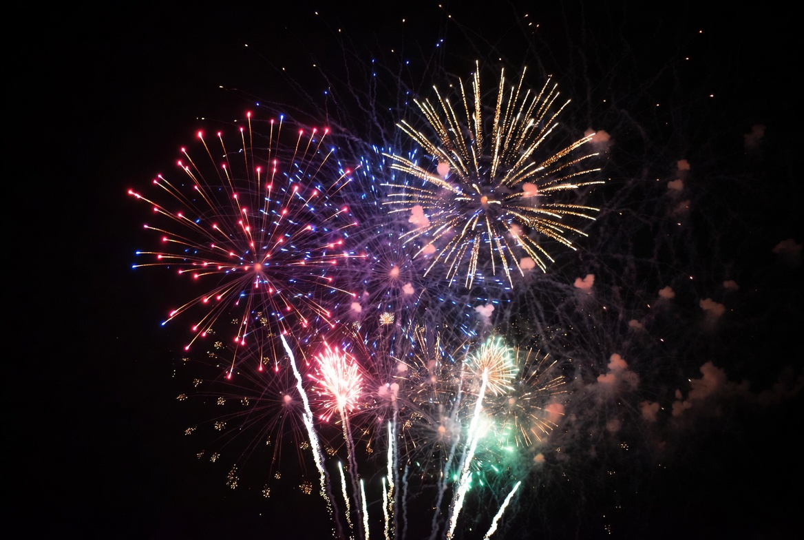 Colorful Fireworks Exploding in Night Sky Colorful Fireworks Exploding in Night Sky