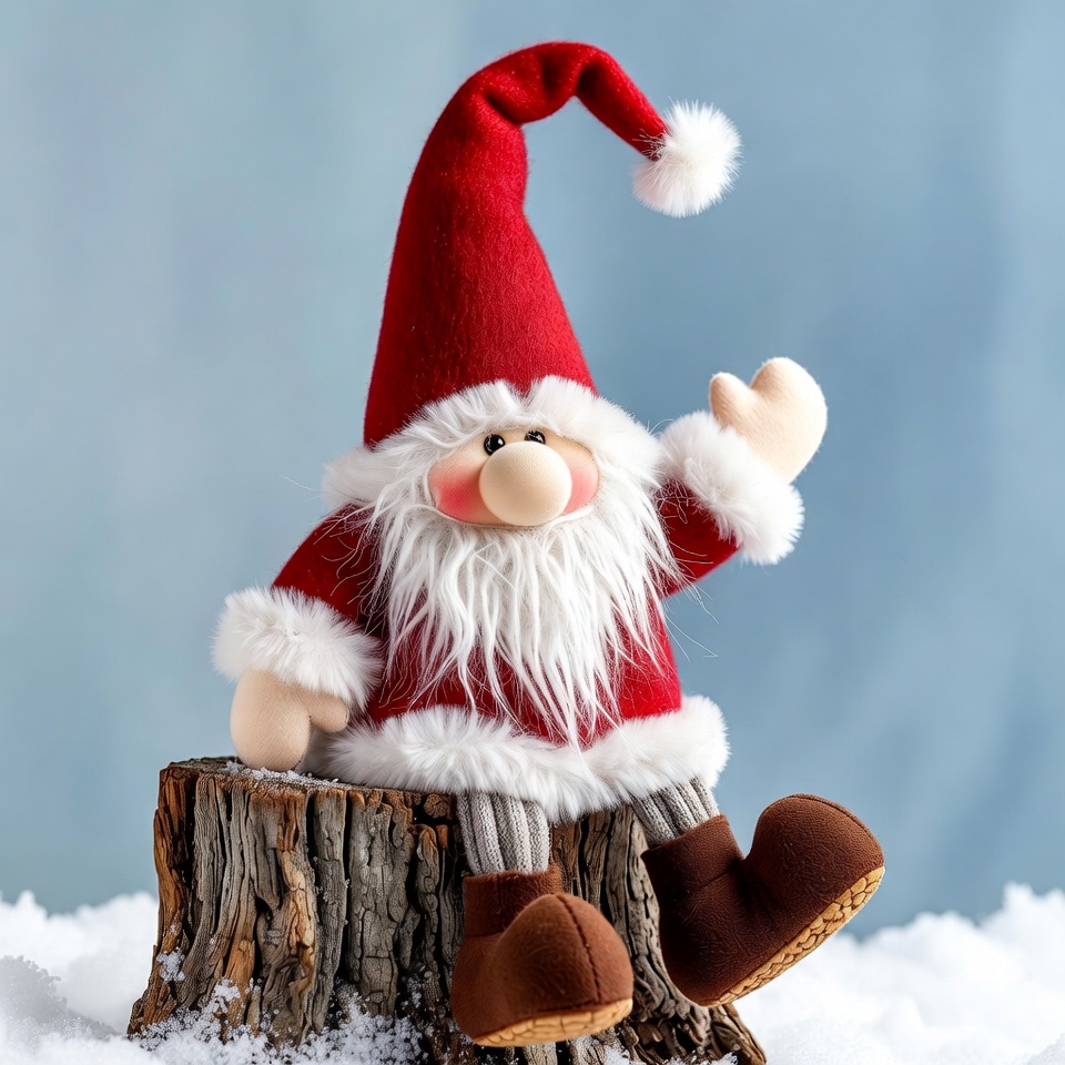 Gnome in Santa Hat Waving Gnome in Santa Hat Waving