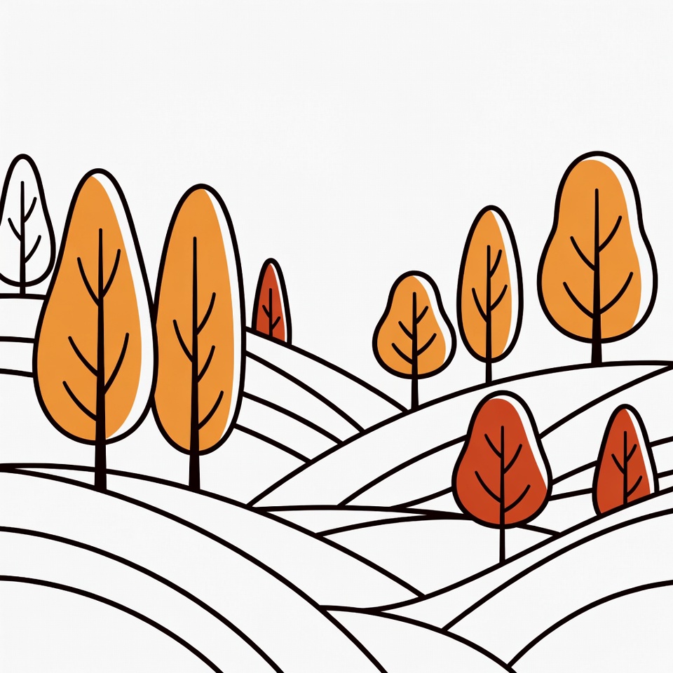 Autumn Trees on Snowy Hills Autumn Trees on Snowy Hills