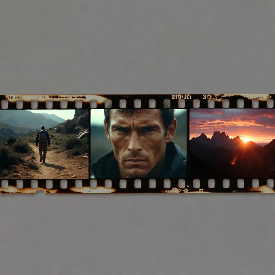 Man Hiking Mountains Film Strip Man Hiking Mountains Film Strip