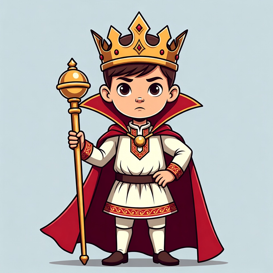 Cartoon Boy King with Scepter Cartoon Boy King with Scepter