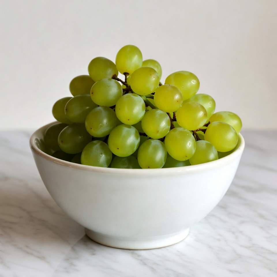 Green Grapes in White Bowl Green Grapes in White Bowl