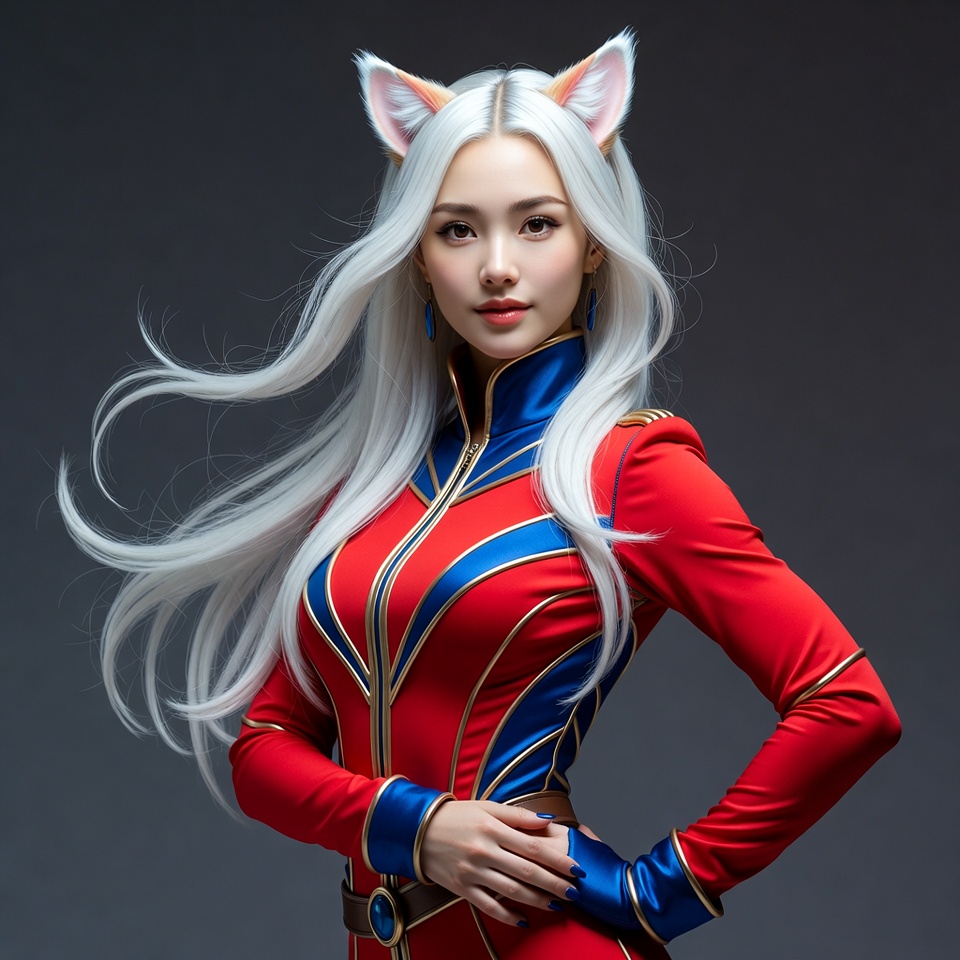 Asian woman in red cat ear cosplay Asian woman in red cat ear cosplay