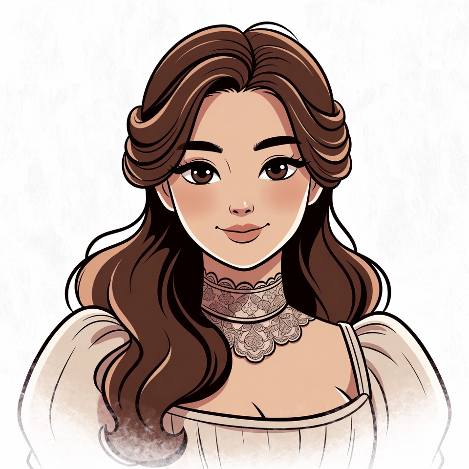 Belle in Victorian dress illustration Belle in Victorian dress illustration