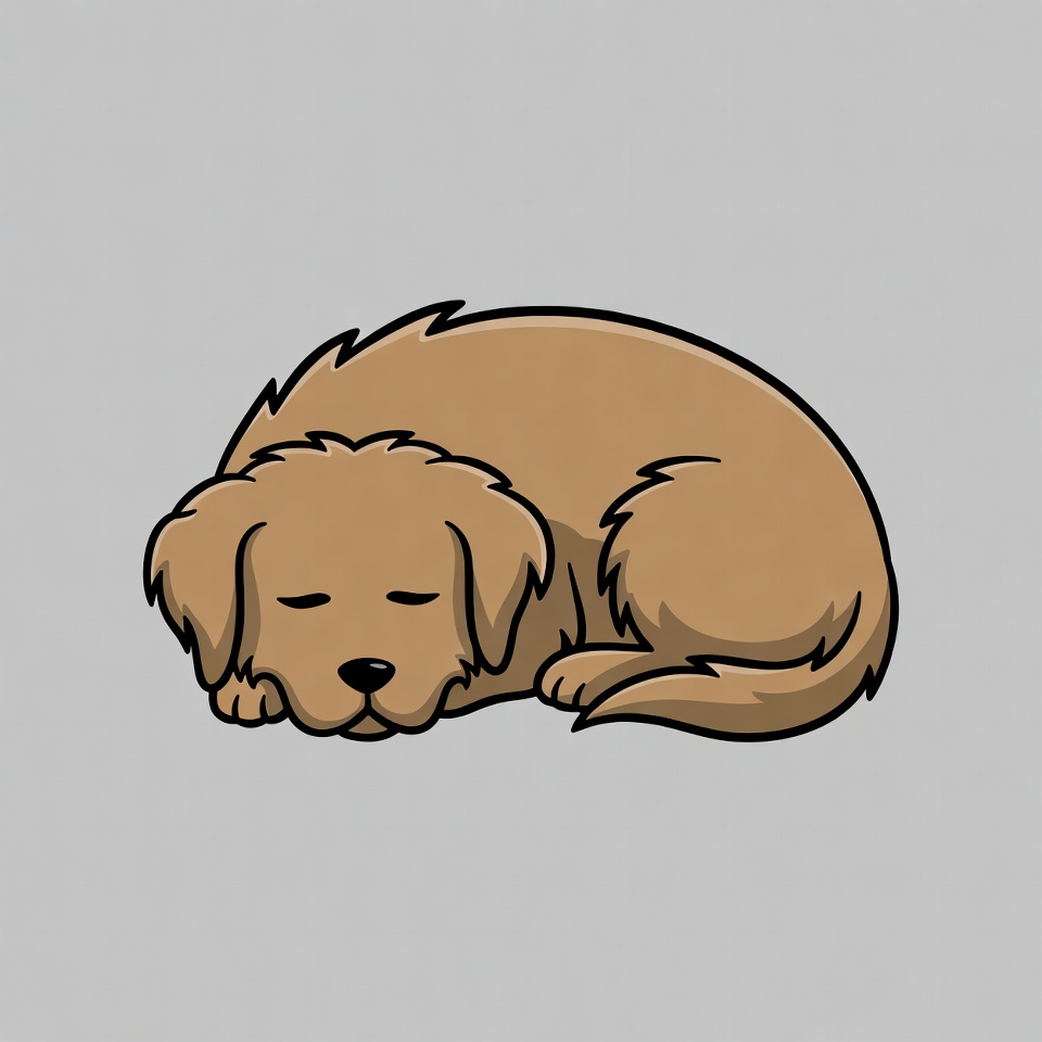 Sleeping Golden Retriever Puppy Illustration Sleeping Golden Retriever Puppy Illustration