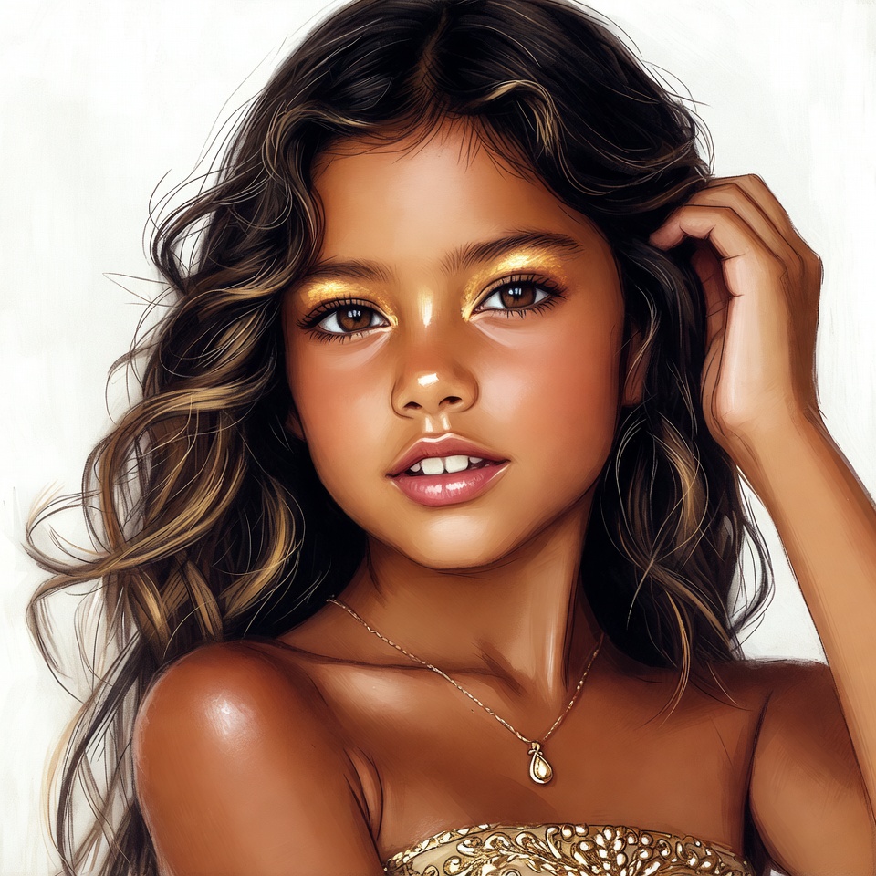 Beautiful girl with golden makeup Beautiful girl with golden makeup