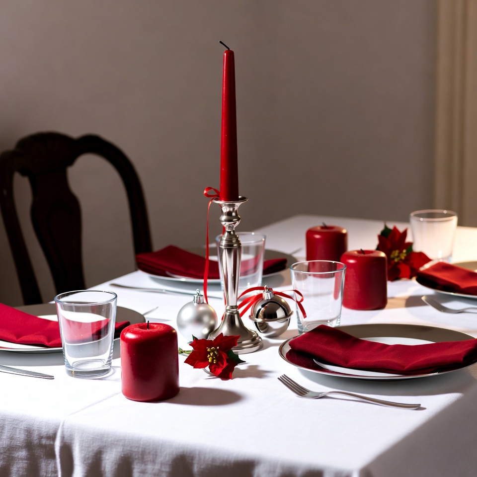 Red Christmas Holiday Table Setting Red Christmas Holiday Table Setting