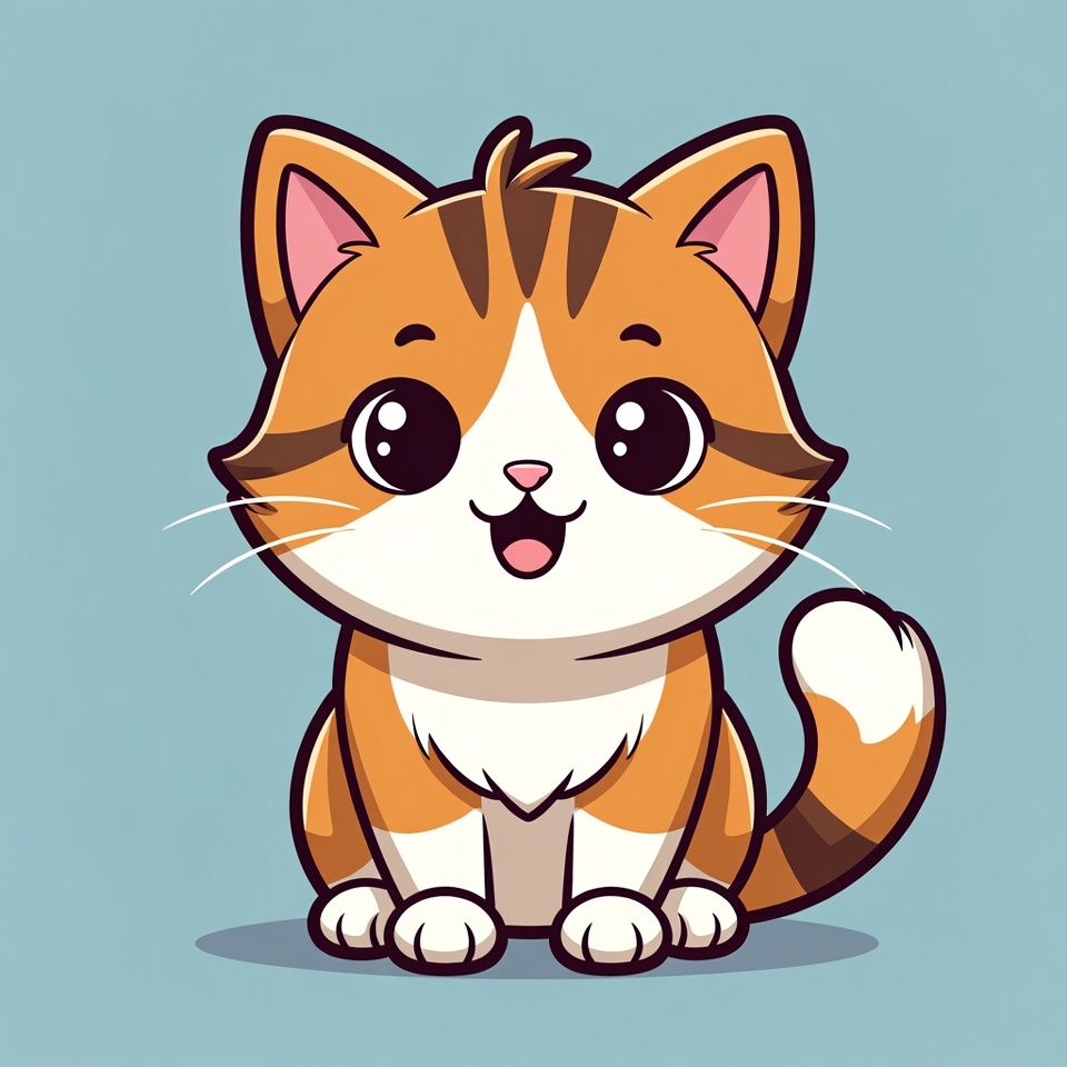 Cute cartoon tabby kitten smiling Cute cartoon tabby kitten smiling