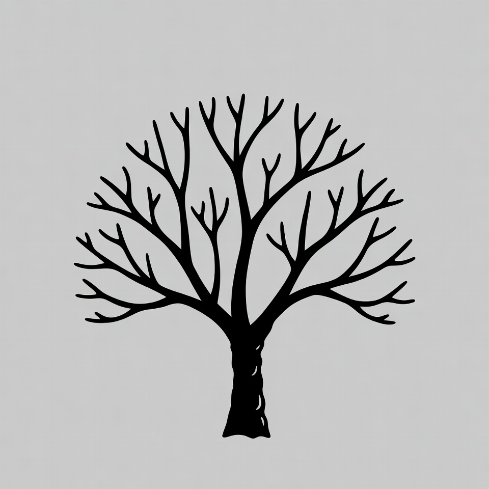 Black silhouette bare tree Black silhouette bare tree