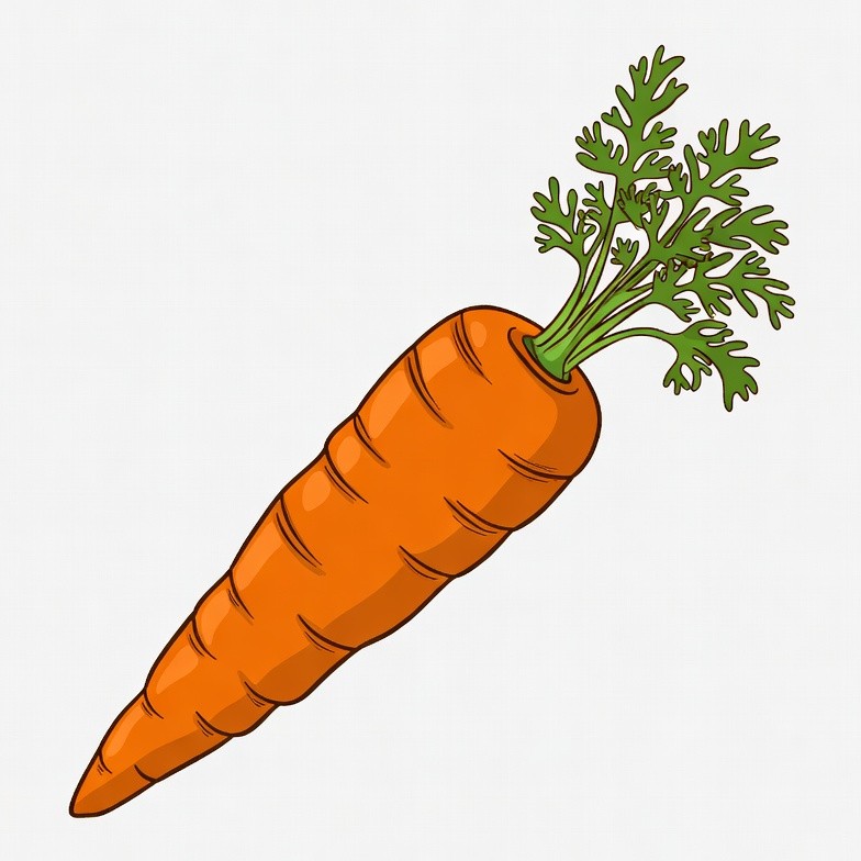 Carrot illustration with green tops Carrot illustration with green tops