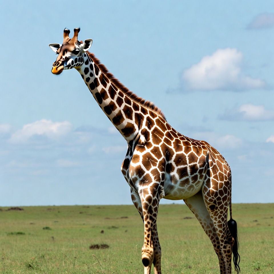 Giraffe standing in grassy savanna Giraffe standing in grassy savanna