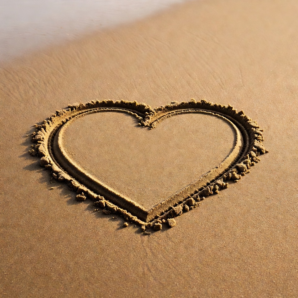 Heart drawn in sand beach Heart drawn in sand beach