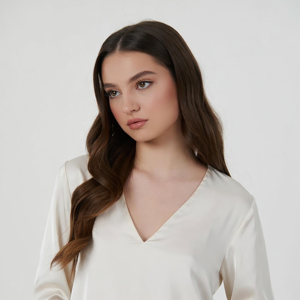 Woman in white silk blouse Woman in white silk blouse