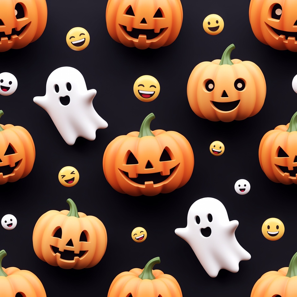 Halloween Pumpkins Ghosts Emojis Pattern Halloween Pumpkins Ghosts Emojis Pattern