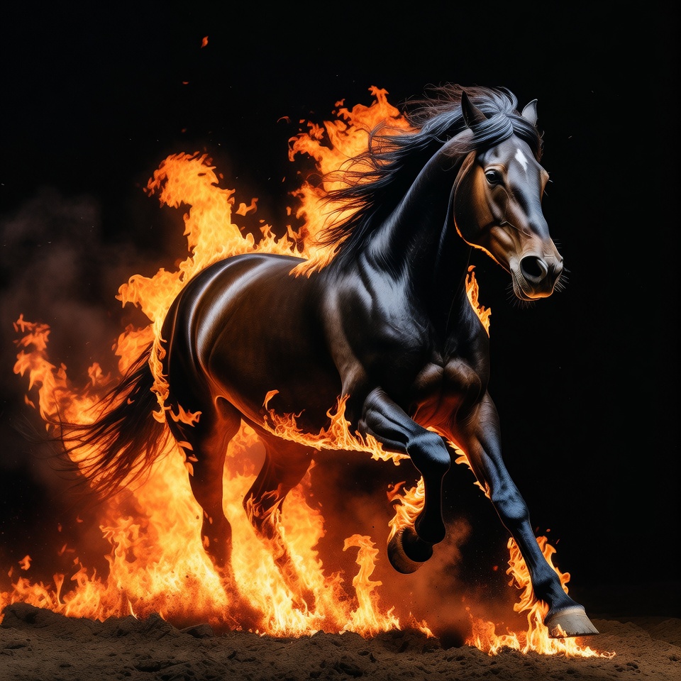 Fiery Horse Galloping in Flames Fiery Horse Galloping in Flames