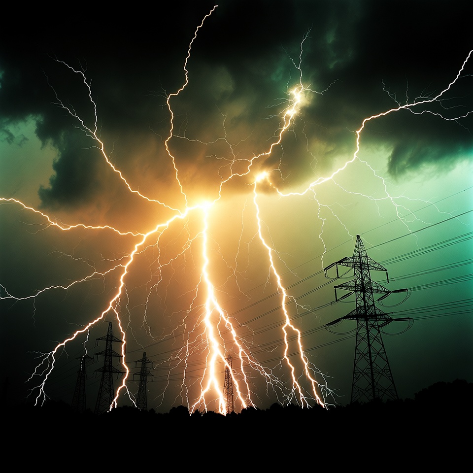 Lightning Storm Over Power Lines Lightning Storm Over Power Lines