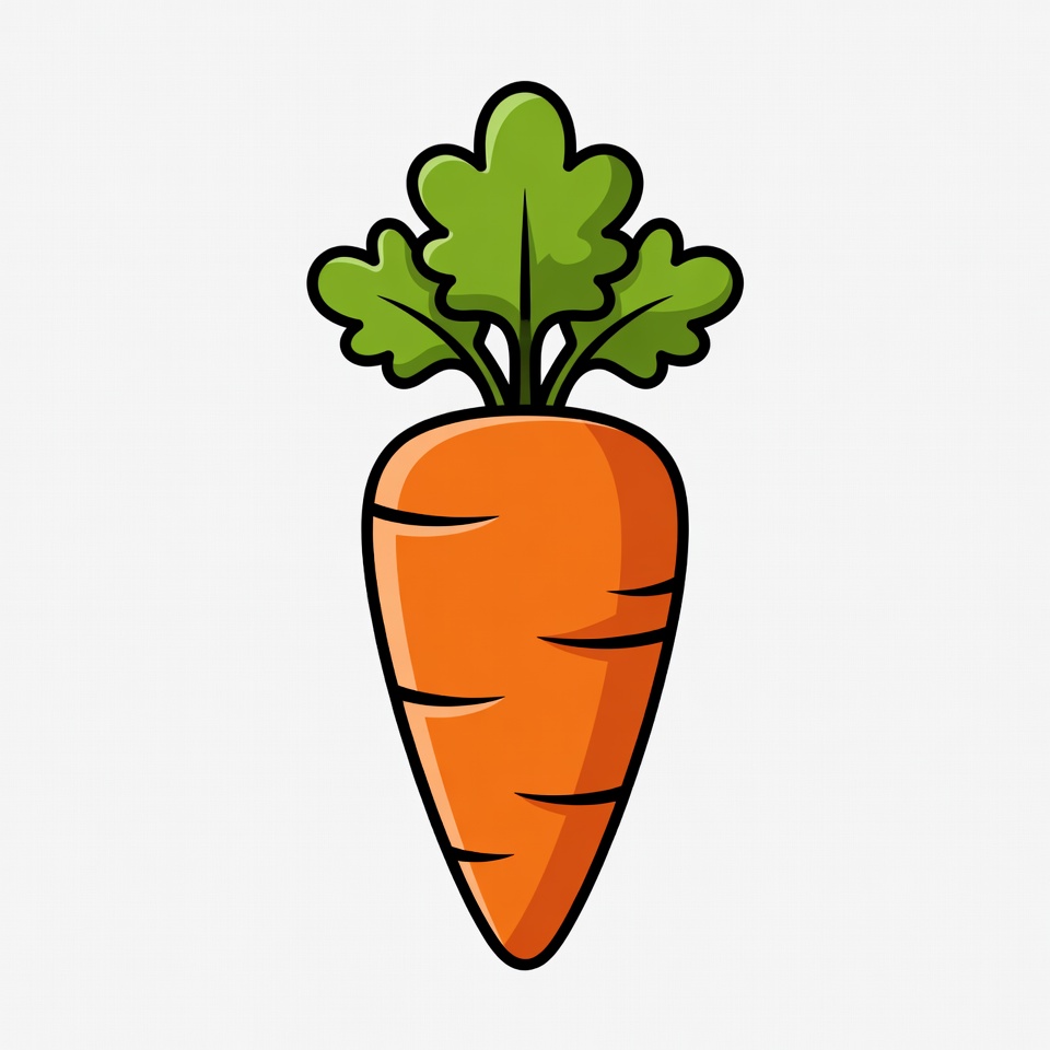 Cartoon carrot with green leaves Cartoon carrot with green leaves