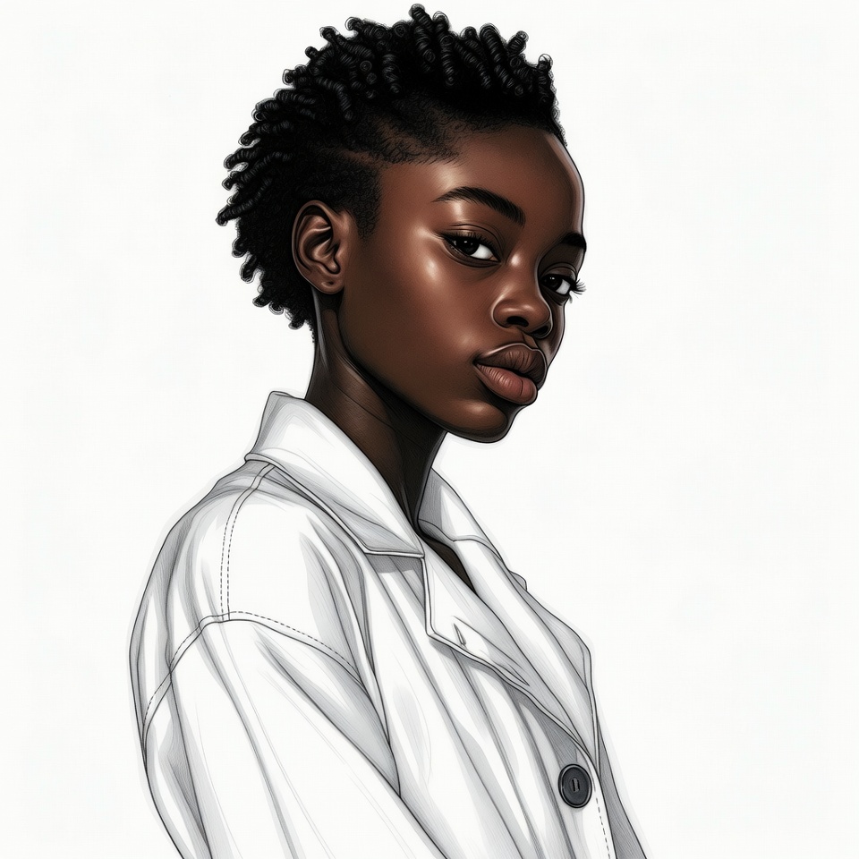 African-American woman in white coat African-American woman in white coat