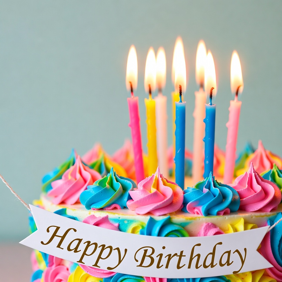 Colorful Birthday Cake with Candles Colorful Birthday Cake with Candles