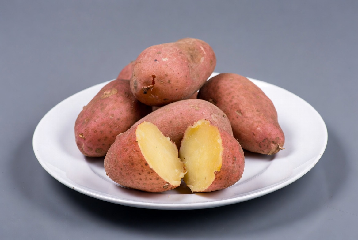 Sweet Potatoes on White Plate Sweet Potatoes on White Plate