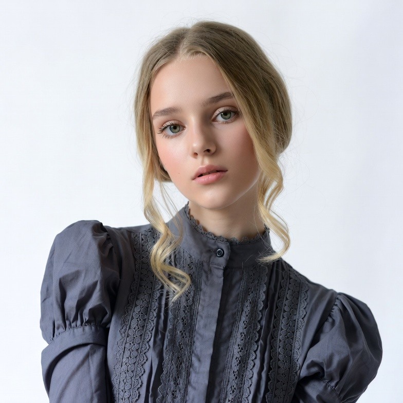 Young woman in Victorian blouse Young woman in Victorian blouse
