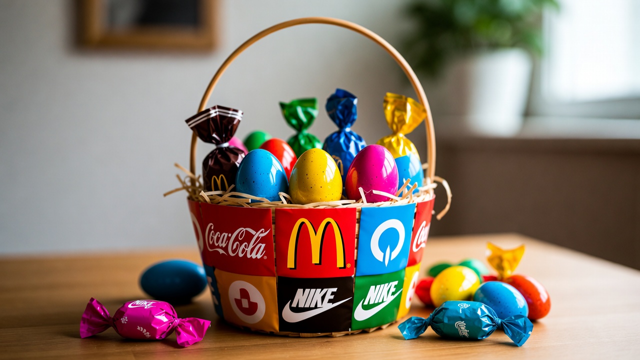 Easter Basket with Branded Eggs and Candies Easter Basket with Branded Eggs and Candies