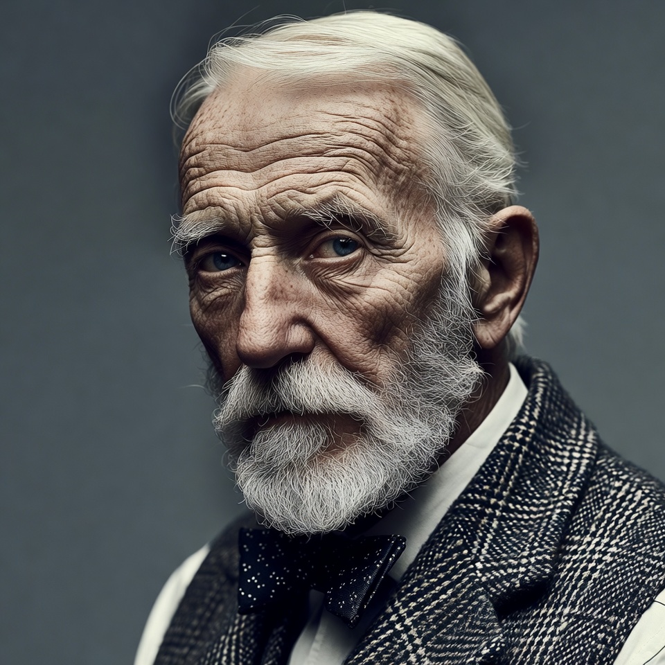 Elderly man with white beard and vest Elderly man with white beard and vest