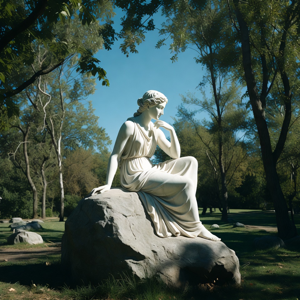 White marble woman statue on rock White marble woman statue on rock