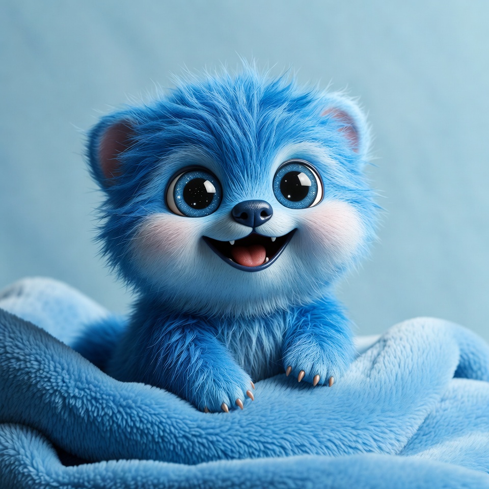 Cute blue baby bear smiling Cute blue baby bear smiling