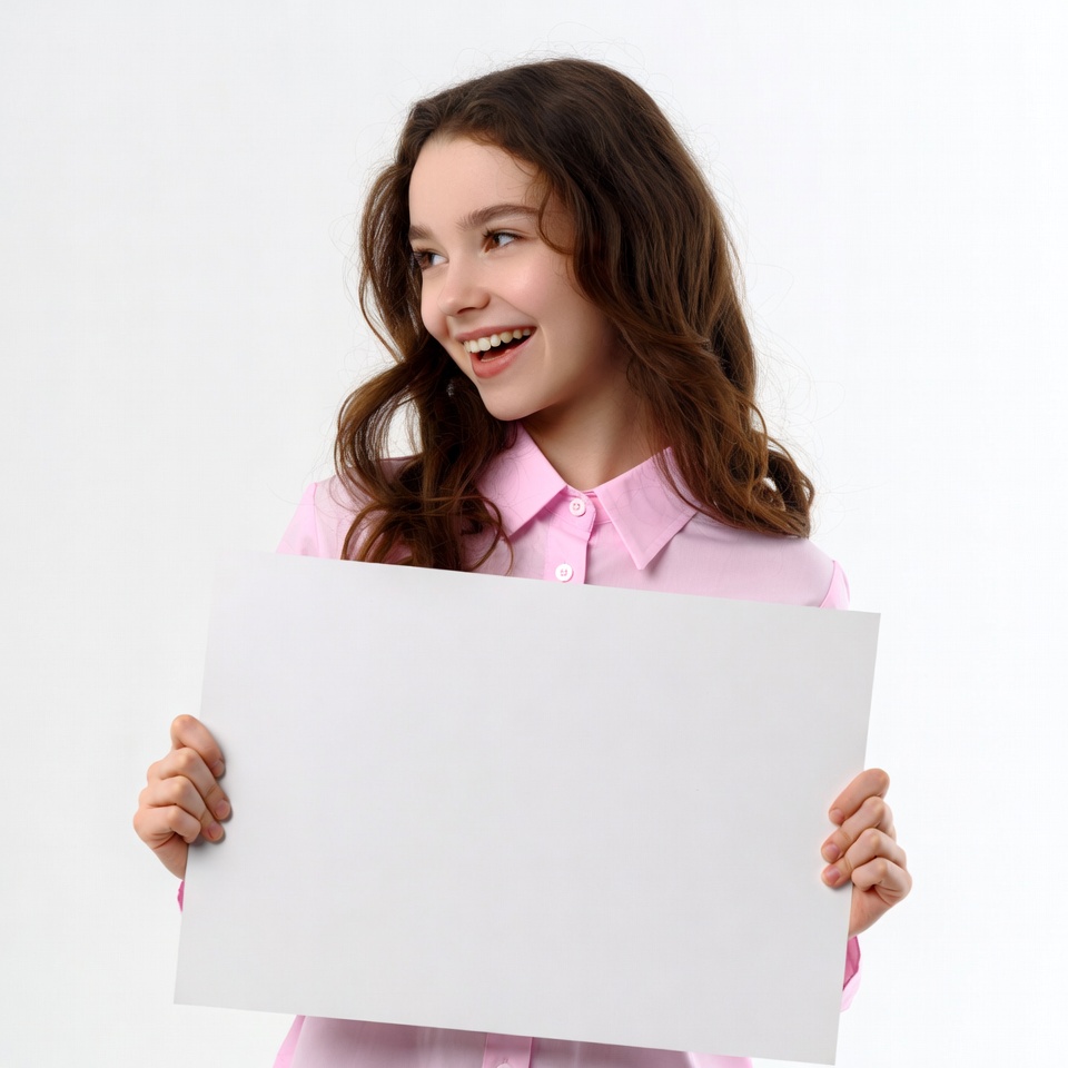 Girl holding blank sign Girl holding blank sign