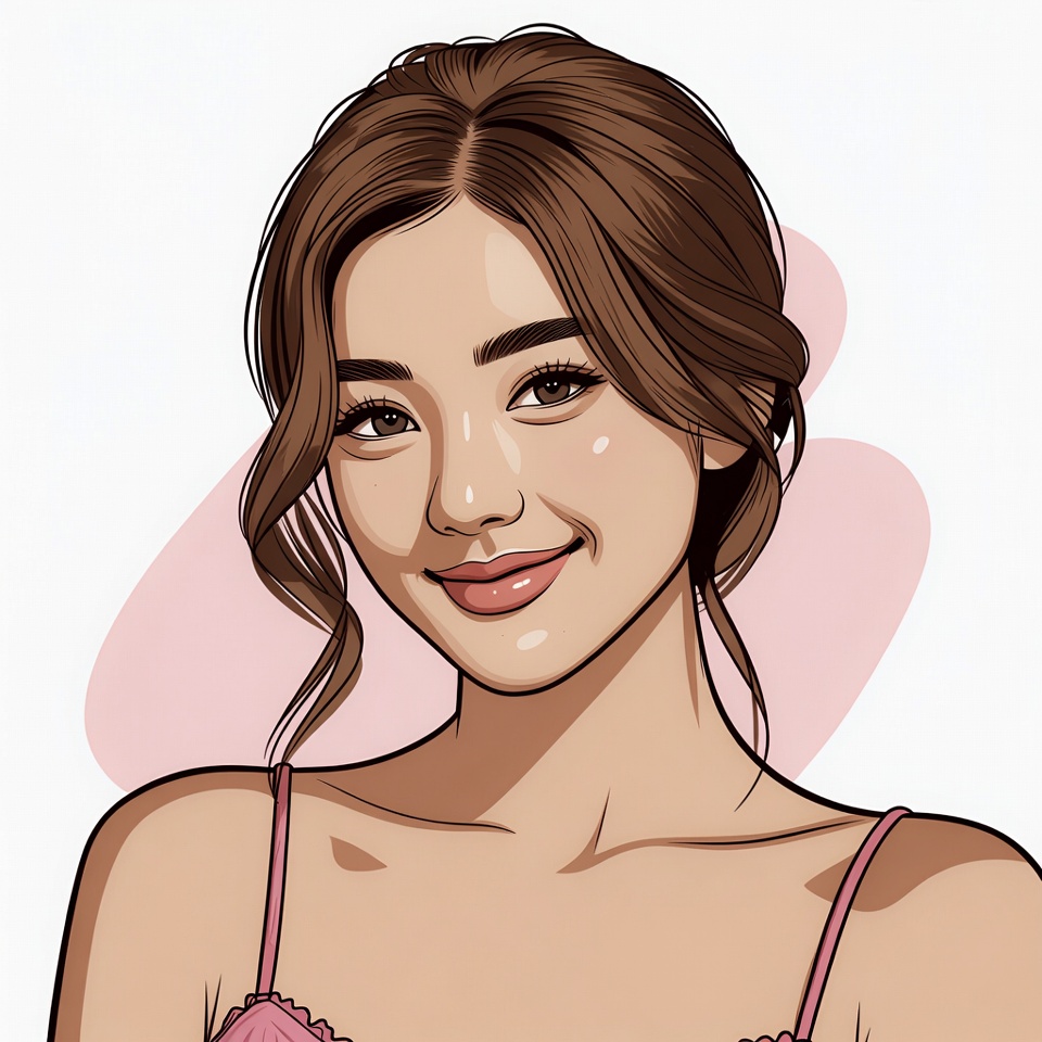 Asian woman smiling in pink lingerie Asian woman smiling in pink lingerie