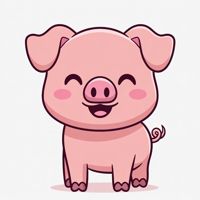 Cute smiling cartoon pig Cute smiling cartoon pig