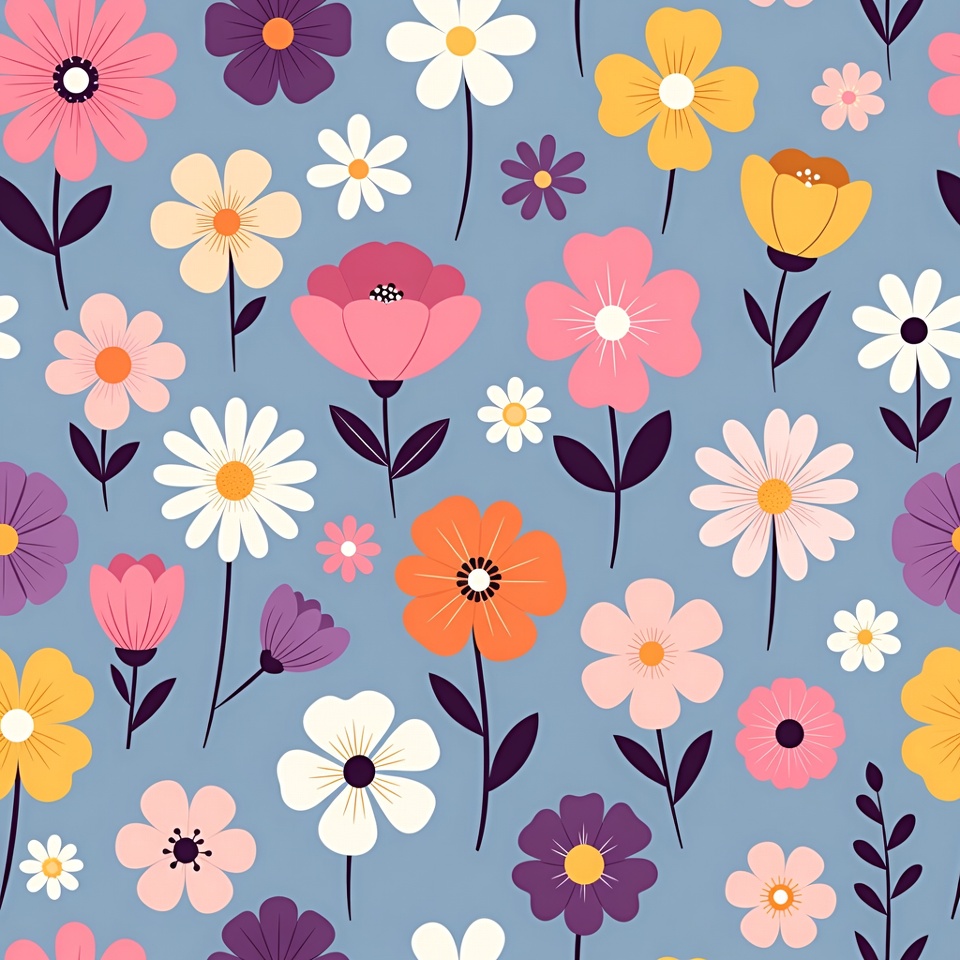 Colorful Flowers Seamless Pattern Colorful Flowers Seamless Pattern