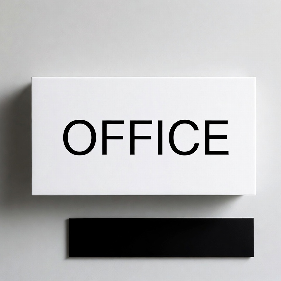 White Office Sign on Gray Background White Office Sign on Gray Background