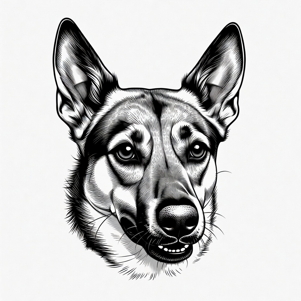 German Shepherd Dog Head Illustration German Shepherd Dog Head Illustration