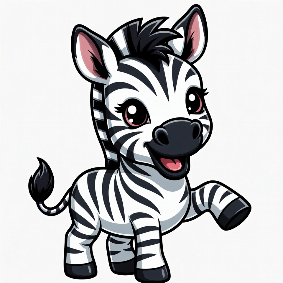 Cute cartoon baby zebra waving Cute cartoon baby zebra waving