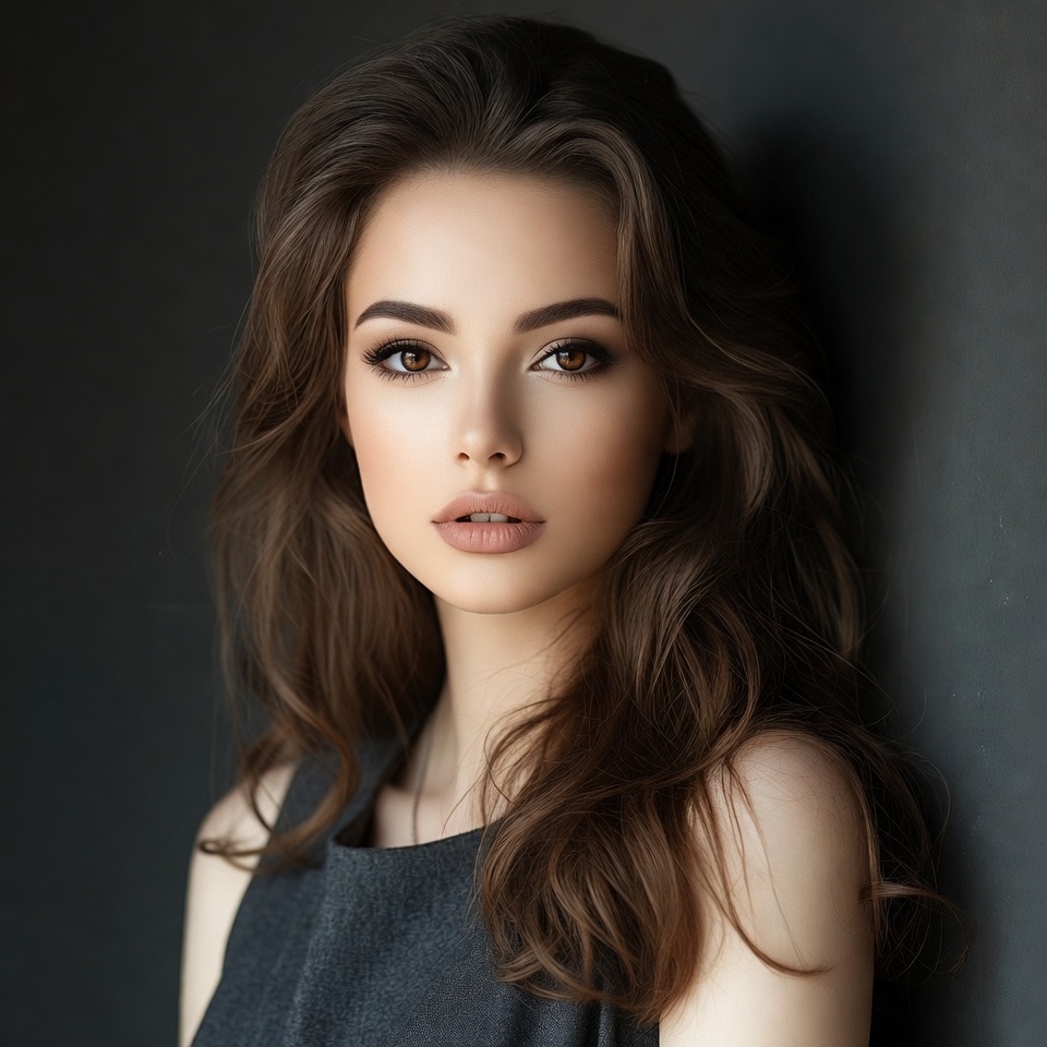 Beautiful woman with wavy brown hair Beautiful woman with wavy brown hair