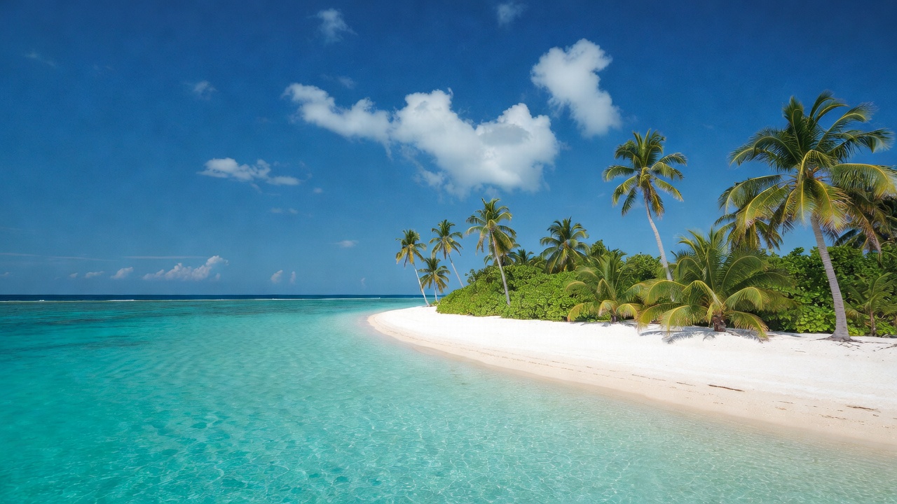 Tropical beach with palm trees Tropical beach with palm trees
