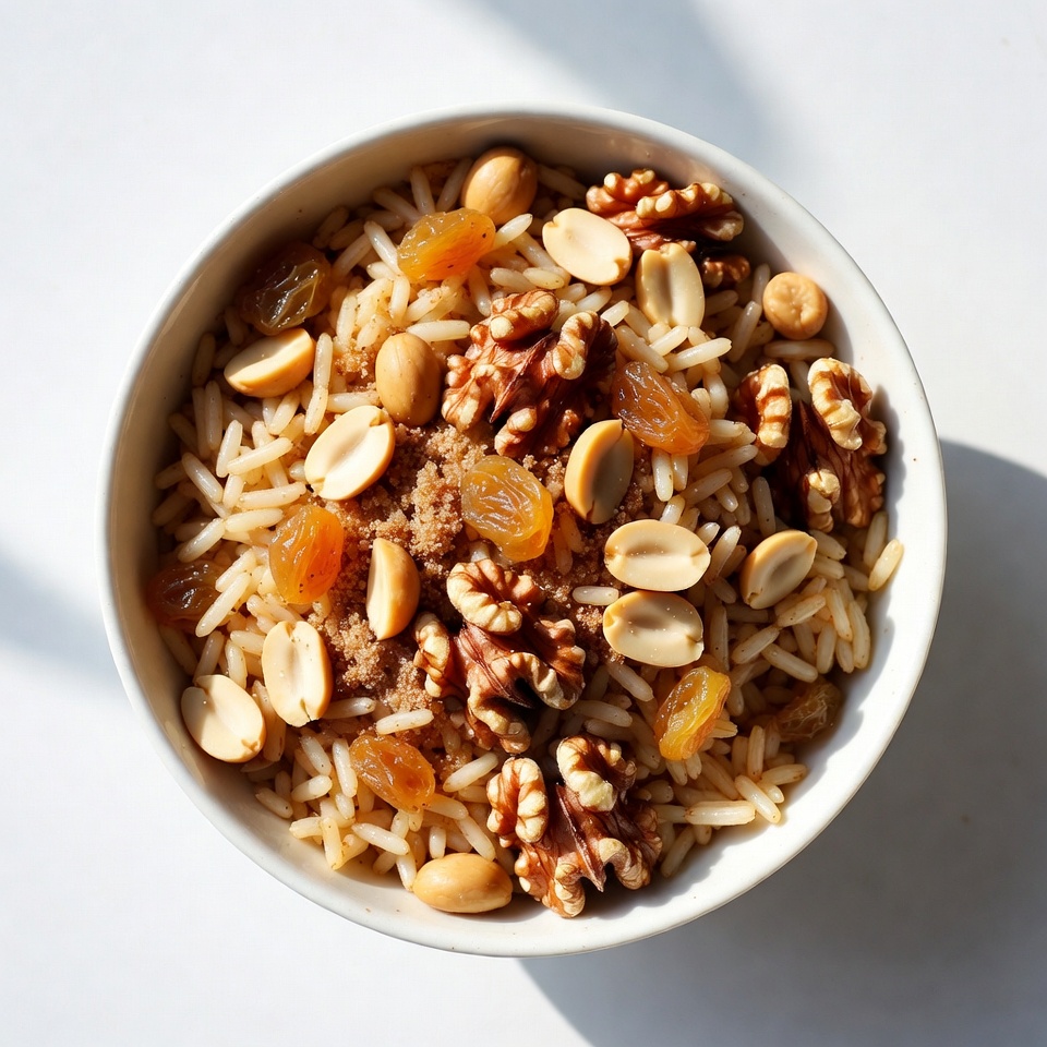 Bowl of Rice with Nuts and Raisins Bowl of Rice with Nuts and Raisins