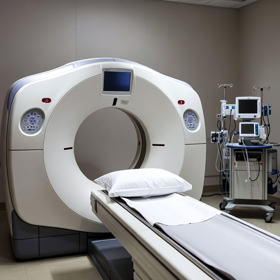 Modern CT Scanner in Hospital Room Modern CT Scanner in Hospital Room