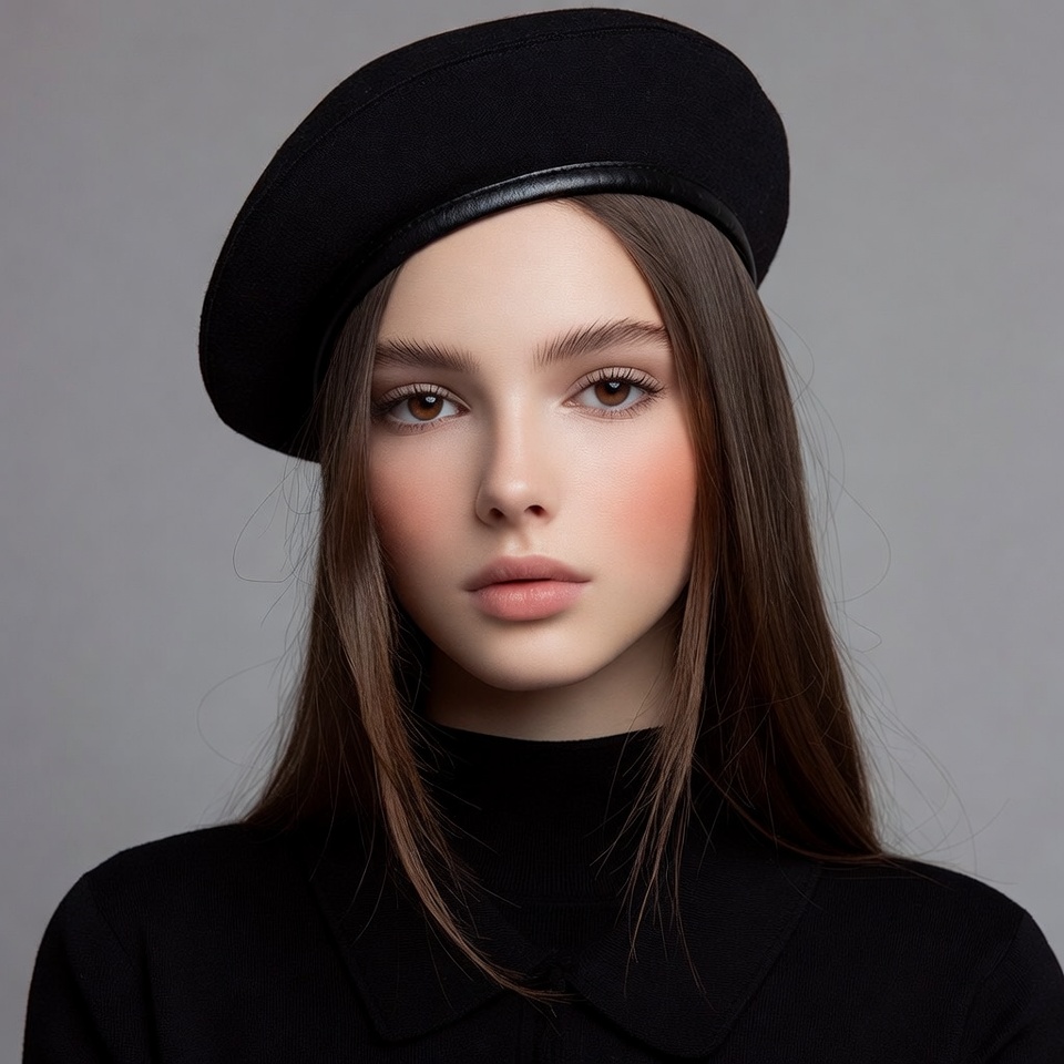 Woman wearing black beret Woman wearing black beret