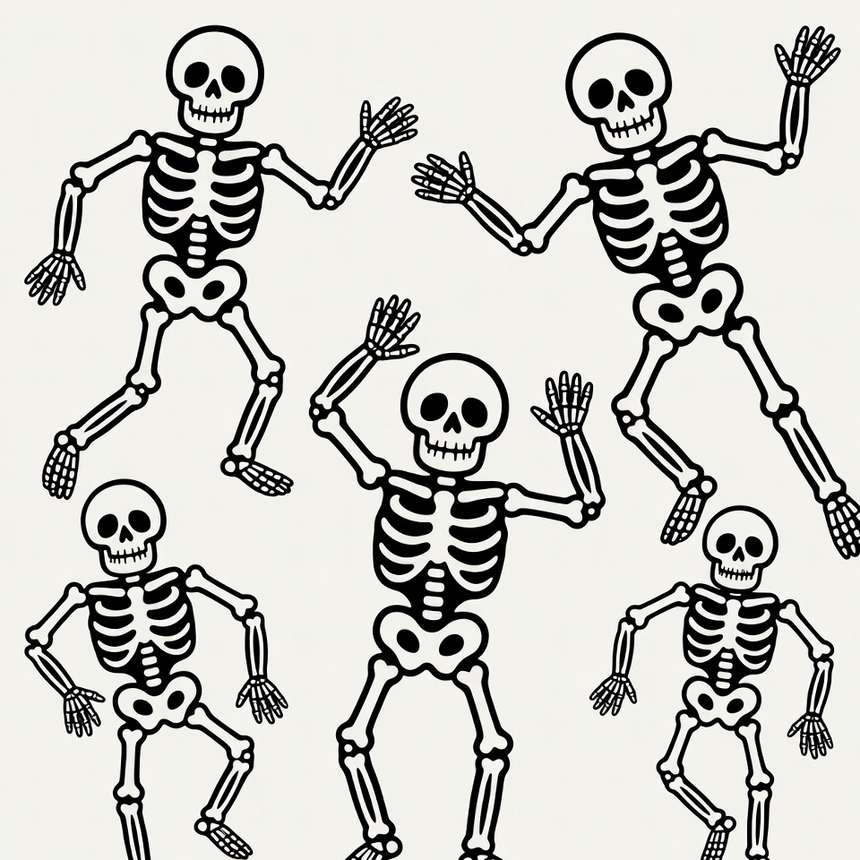 Dancing black line skeletons clipart Dancing black line skeletons clipart