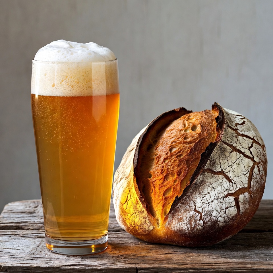 Beer Glass and Fresh Bread Loaf Beer Glass and Fresh Bread Loaf