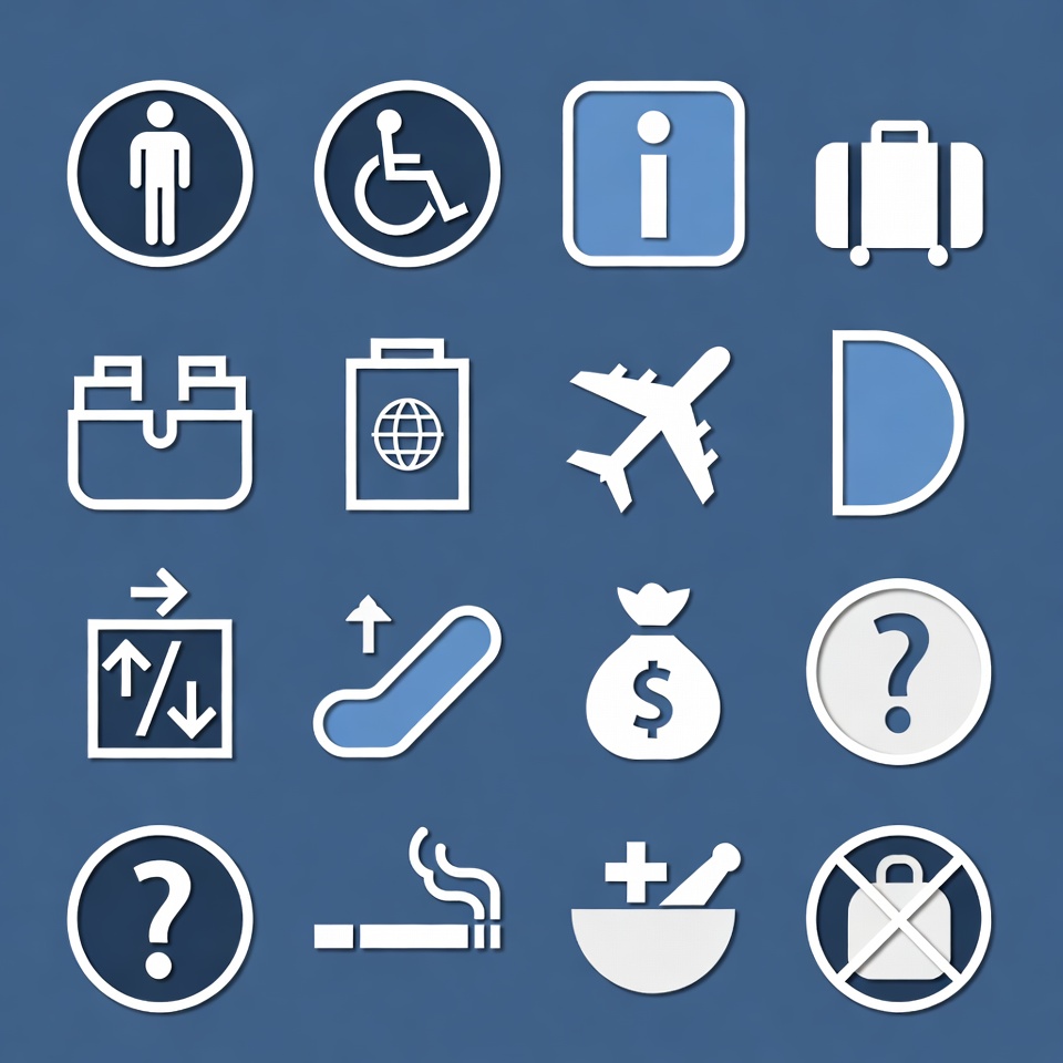 White Airport Icons Set White Airport Icons Set