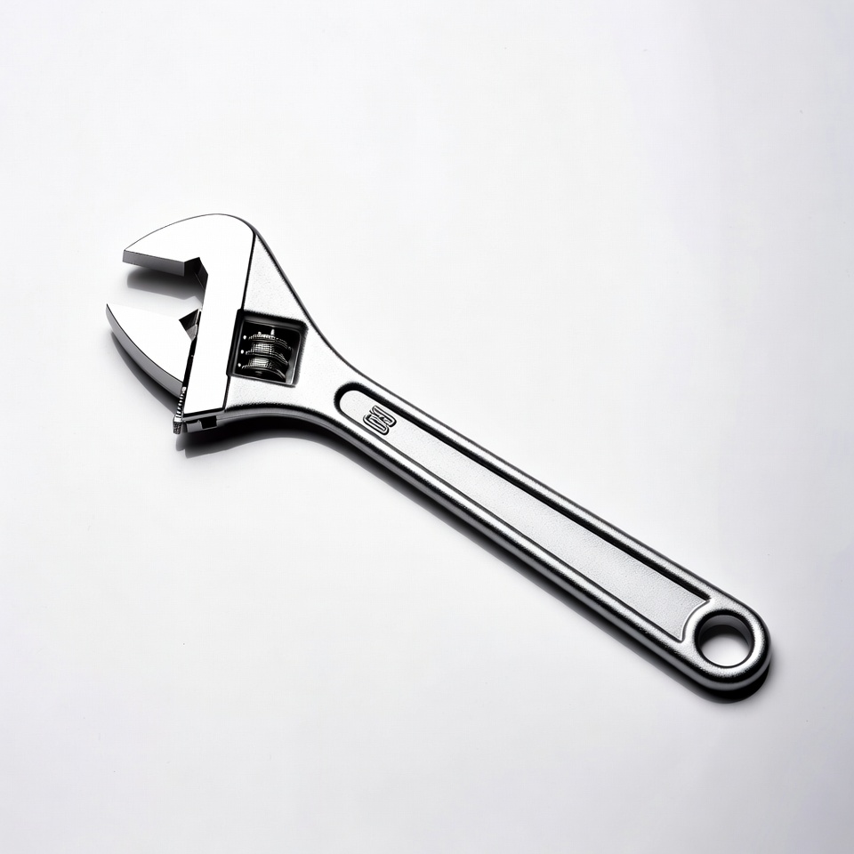 Silver adjustable wrench isolated Silver adjustable wrench isolated